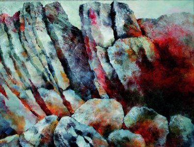 18 Steinglut, 2017, Acryl auf Leinwand, 80 x 70 cm